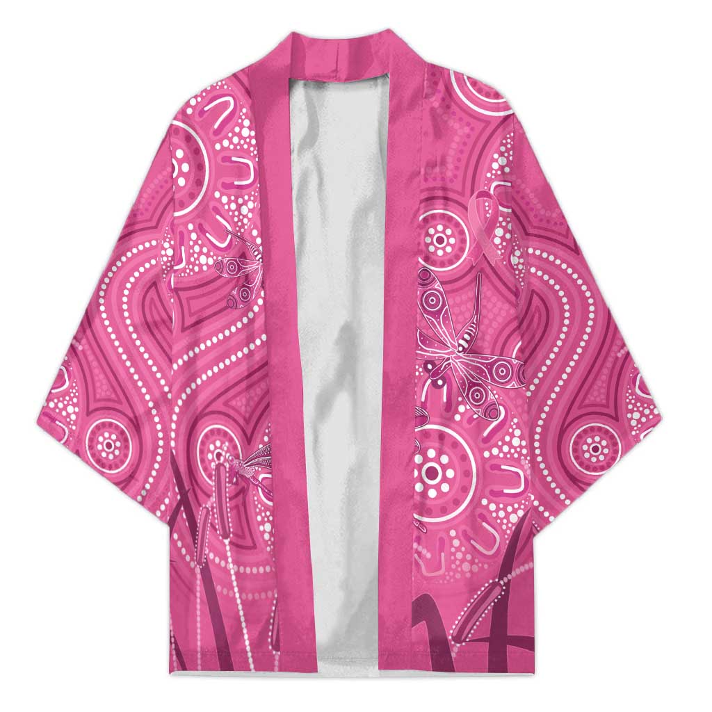 Australia Indigenous Pink Month Kimono Breast Cancer Aboriginal Dragonflies Ribbon - Aussie Hoodie