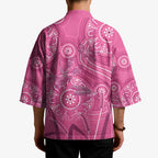 Australia Indigenous Pink Month Kimono Breast Cancer Aboriginal Dragonflies Ribbon - Aussie Hoodie