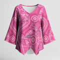 Australia Indigenous Pink Month Kimono Sleeve Blouse Breast Cancer Aboriginal Dragonflies Ribbon - Aussie Hoodie
