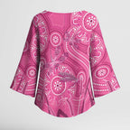 Australia Indigenous Pink Month Kimono Sleeve Blouse Breast Cancer Aboriginal Dragonflies Ribbon - Aussie Hoodie