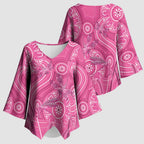 Australia Indigenous Pink Month Kimono Sleeve Blouse Breast Cancer Aboriginal Dragonflies Ribbon - Aussie Hoodie