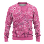 Australia Indigenous Pink Month Ugly Christmas Sweater Breast Cancer Aboriginal Dragonflies Ribbon - Aussie Hoodie