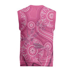 Australia Indigenous Pink Month Christmas Knitted V-Neck Vest Breast Cancer Aboriginal Dragonflies Ribbon - Aussie Hoodie
