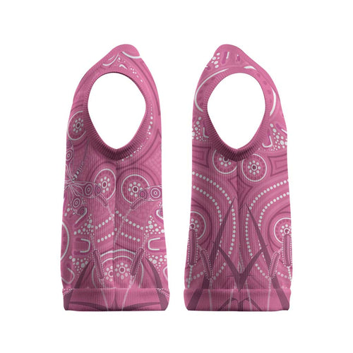Australia Indigenous Pink Month Christmas Knitted V-Neck Vest Breast Cancer Aboriginal Dragonflies Ribbon - Aussie Hoodie