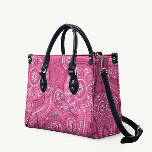 Australia Indigenous Pink Month Leather Bag Breast Cancer Aboriginal Dragonflies Ribbon - Aussie Hoodie