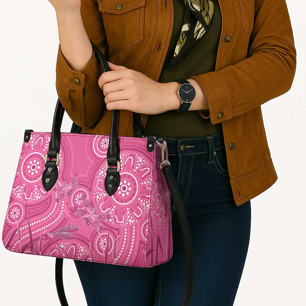 Australia Indigenous Pink Month Leather Bag Breast Cancer Aboriginal Dragonflies Ribbon - Aussie Hoodie