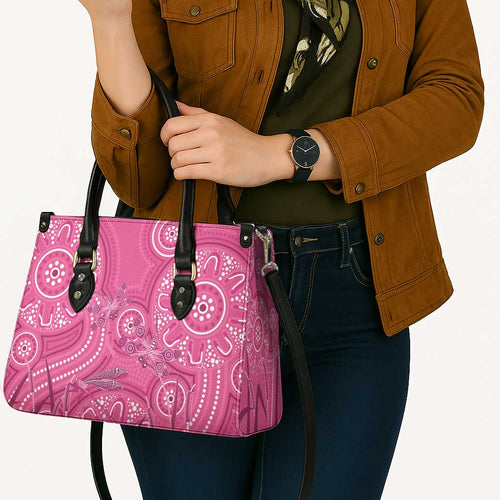 Australia Indigenous Pink Month Leather Bag Breast Cancer Aboriginal Dragonflies Ribbon - Aussie Hoodie