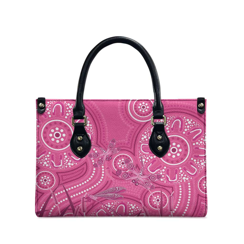 Australia Indigenous Pink Month Leather Bag Breast Cancer Aboriginal Dragonflies Ribbon - Aussie Hoodie