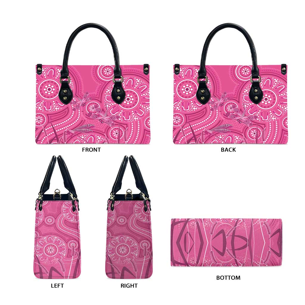 Australia Indigenous Pink Month Leather Bag Breast Cancer Aboriginal Dragonflies Ribbon - Aussie Hoodie