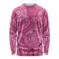 Australia Indigenous Pink Month Long Sleeve Shirt Breast Cancer Aboriginal Dragonflies Ribbon - Aussie Hoodie