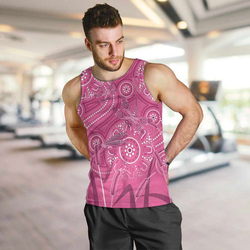 Australia Indigenous Pink Month Men Tank Top Breast Cancer Aboriginal Dragonflies Ribbon - Aussie Hoodie
