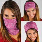 Australia Indigenous Pink Month Neck Gaiter Breast Cancer Aboriginal Dragonflies Ribbon - Aussie Hoodie