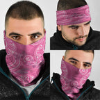 Australia Indigenous Pink Month Neck Gaiter Breast Cancer Aboriginal Dragonflies Ribbon - Aussie Hoodie