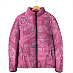 Australia Indigenous Pink Month Padded Jacket Breast Cancer Aboriginal Dragonflies Ribbon - Aussie Hoodie