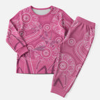 Australia Indigenous Pink Month Christmas Pajama Set Breast Cancer Aboriginal Dragonflies Ribbon - Aussie Hoodie