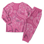 Australia Indigenous Pink Month Christmas Pajama Set Breast Cancer Aboriginal Dragonflies Ribbon - Aussie Hoodie