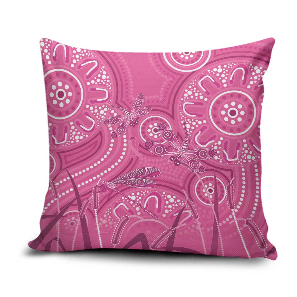 Australia Indigenous Pink Month Pillow Cover Breast Cancer Aboriginal Dragonflies Ribbon - Aussie Hoodie