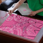 Australia Indigenous Pink Month Puzzle Breast Cancer Aboriginal Dragonflies Ribbon - Aussie Hoodie