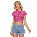 Australia Indigenous Pink Month Raglan Cropped T Shirt Breast Cancer Aboriginal Dragonflies Ribbon - Aussie Hoodie