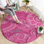 Australia Indigenous Pink Month Round Carpet Breast Cancer Aboriginal Dragonflies Ribbon - Aussie Hoodie