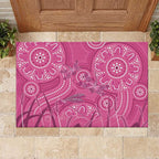Australia Indigenous Pink Month Rubber Doormat Breast Cancer Aboriginal Dragonflies Ribbon - Aussie Hoodie
