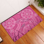 Australia Indigenous Pink Month Rubber Doormat Breast Cancer Aboriginal Dragonflies Ribbon - Aussie Hoodie