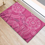 Australia Indigenous Pink Month Rubber Doormat Breast Cancer Aboriginal Dragonflies Ribbon - Aussie Hoodie