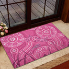 Australia Indigenous Pink Month Rubber Doormat Breast Cancer Aboriginal Dragonflies Ribbon - Aussie Hoodie