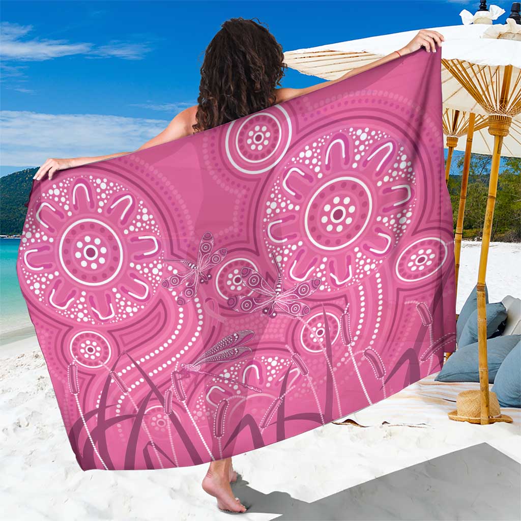 Australia Indigenous Pink Month Sarong Breast Cancer Aboriginal Dragonflies Ribbon - Aussie Hoodie