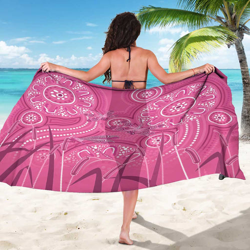 Australia Indigenous Pink Month Sarong Breast Cancer Aboriginal Dragonflies Ribbon - Aussie Hoodie