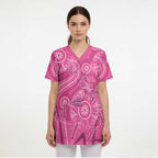 Australia Indigenous Pink Month Scrub Top Breast Cancer Aboriginal Dragonflies Ribbon - Aussie Hoodie