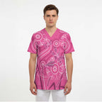 Australia Indigenous Pink Month Scrub Top Breast Cancer Aboriginal Dragonflies Ribbon - Aussie Hoodie