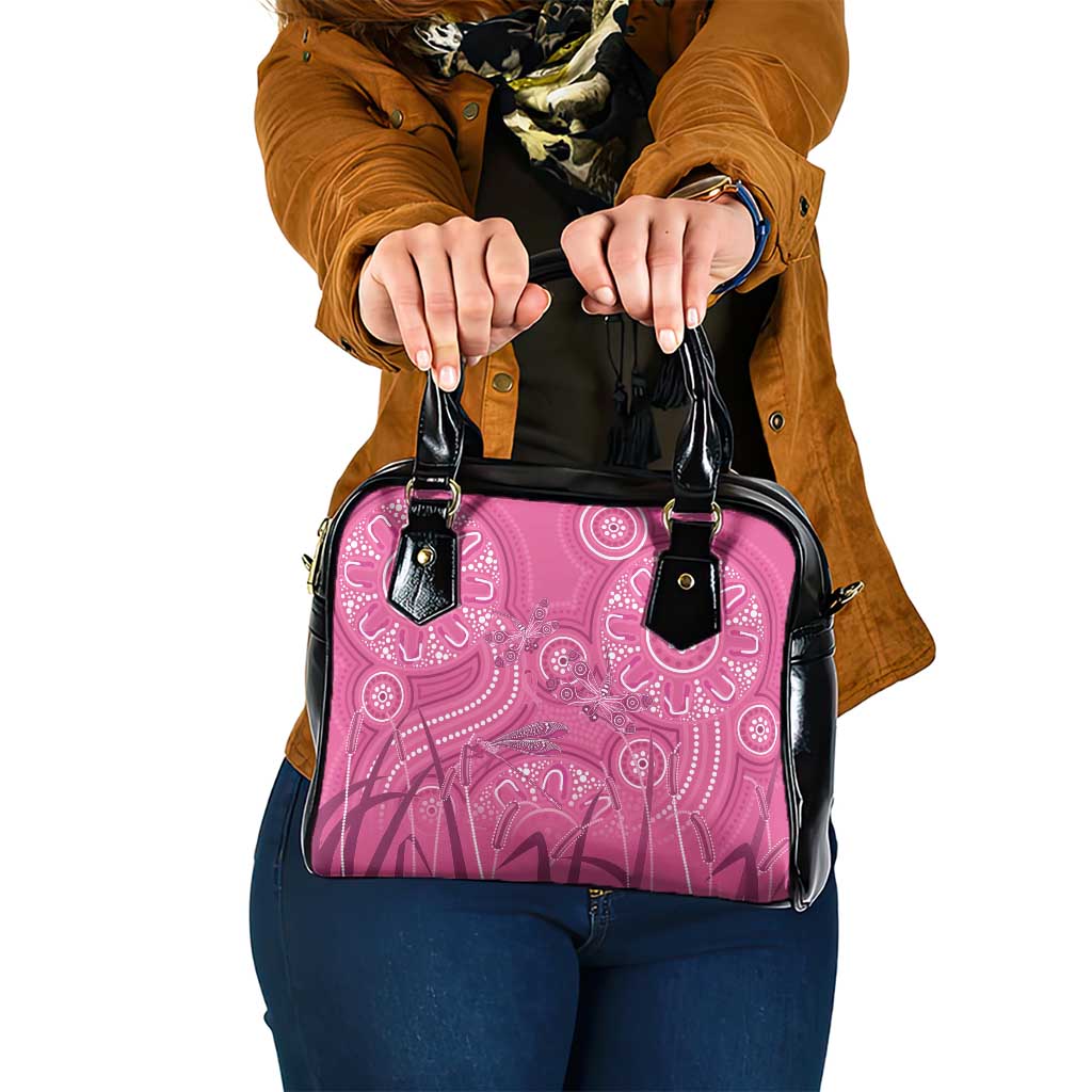 Australia Indigenous Pink Month Shoulder Handbag Breast Cancer Aboriginal Dragonflies Ribbon - Aussie Hoodie