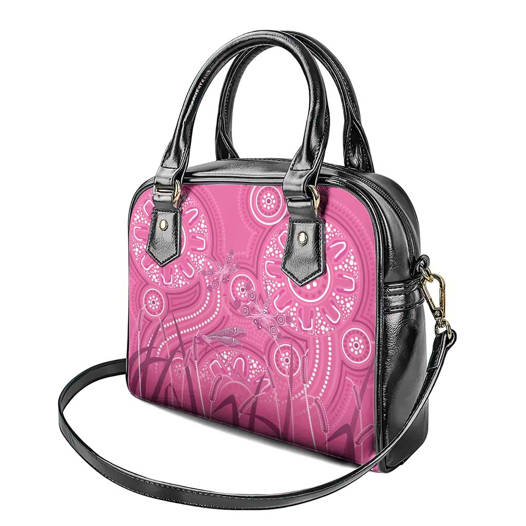 Australia Indigenous Pink Month Shoulder Handbag Breast Cancer Aboriginal Dragonflies Ribbon - Aussie Hoodie