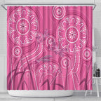 Australia Indigenous Pink Month Shower Curtain Breast Cancer Aboriginal Dragonflies Ribbon - Aussie Hoodie