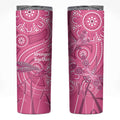 Australia Indigenous Pink Month Skinny Tumbler Breast Cancer Aboriginal Dragonflies Ribbon - Aussie Hoodie