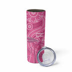 Australia Indigenous Pink Month Skinny Tumbler Breast Cancer Aboriginal Dragonflies Ribbon - Aussie Hoodie