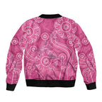 Australia Indigenous Pink Month Sleeve Zip Bomber Jacket Breast Cancer Aboriginal Dragonflies Ribbon - Aussie Hoodie