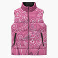 Australia Indigenous Pink Month Sleeveless Puffer Jacket Breast Cancer Aboriginal Dragonflies Ribbon - Aussie Hoodie