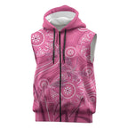 Australia Indigenous Pink Month Sleeveless Zip Hoodie Breast Cancer Aboriginal Dragonflies Ribbon LT14
