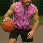 Australia Indigenous Pink Month Sleeveless Zip Hoodie Breast Cancer Aboriginal Dragonflies Ribbon LT14