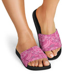 Australia Indigenous Pink Month Slide Sandals Breast Cancer Aboriginal Dragonflies Ribbon - Aussie Hoodie