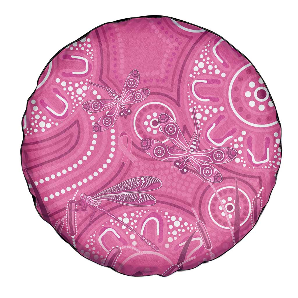 Australia Indigenous Pink Month Spare Tire Cover Breast Cancer Aboriginal Dragonflies Ribbon - Aussie Hoodie