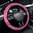 Australia Indigenous Pink Month Steering Wheel Cover Breast Cancer Aboriginal Dragonflies Ribbon - Aussie Hoodie