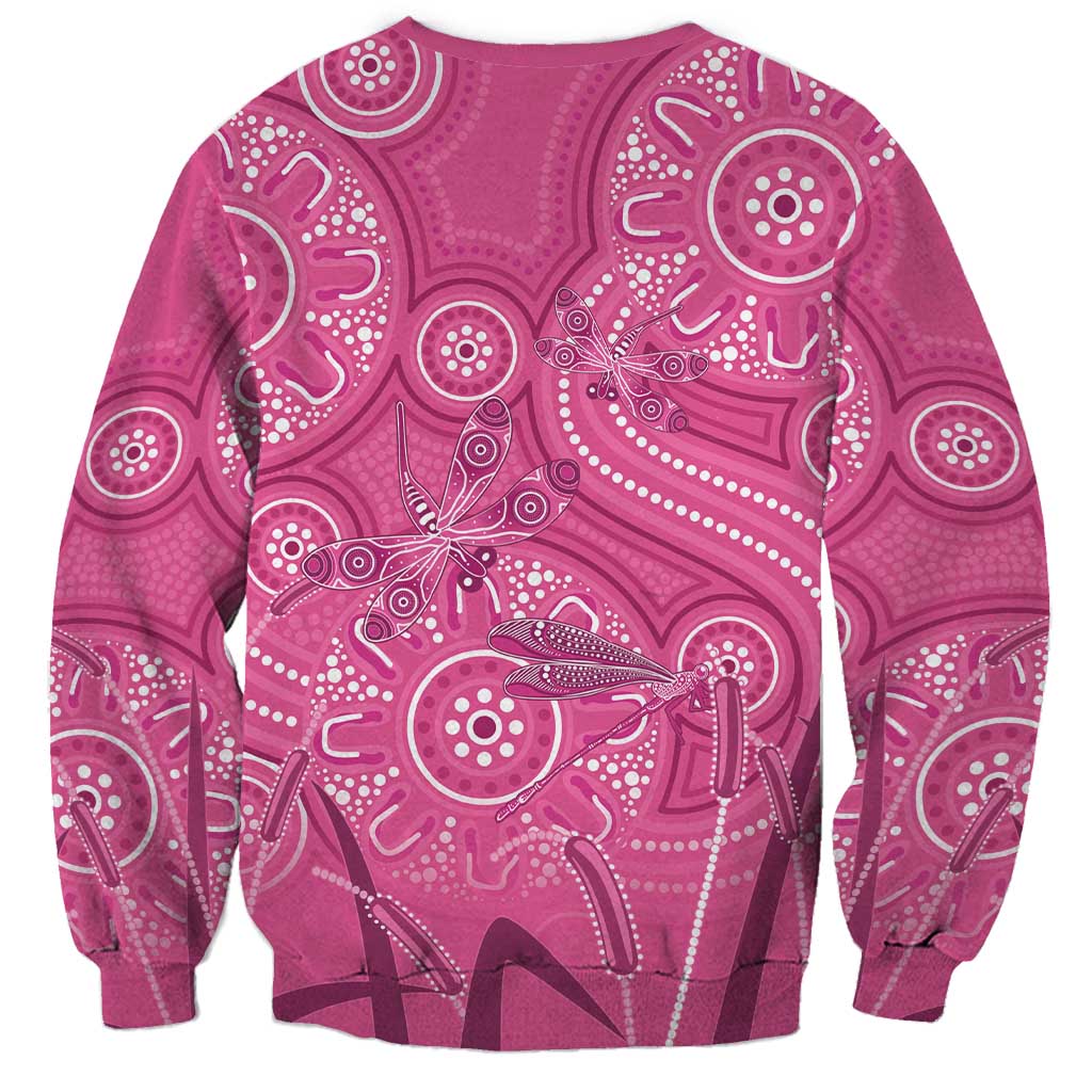 Australia Indigenous Pink Month Sweatshirt Breast Cancer Aboriginal Dragonflies Ribbon - Aussie Hoodie