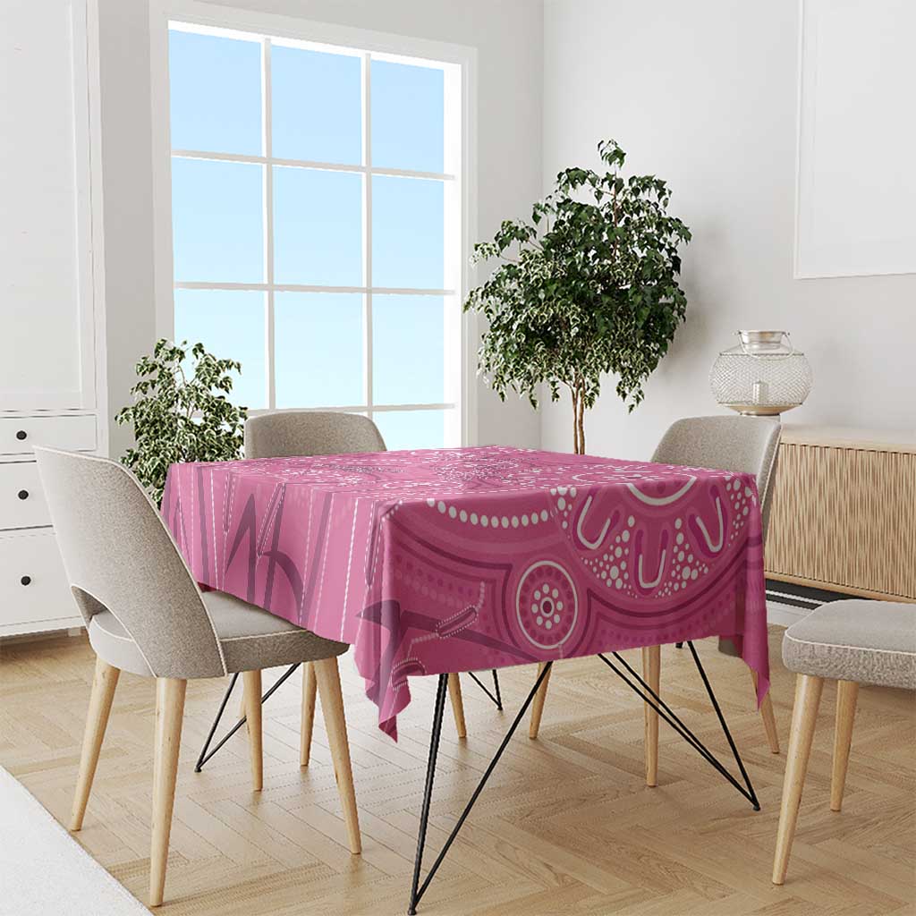 Australia Indigenous Pink Month Tablecloth Breast Cancer Aboriginal Dragonflies Ribbon - Aussie Hoodie