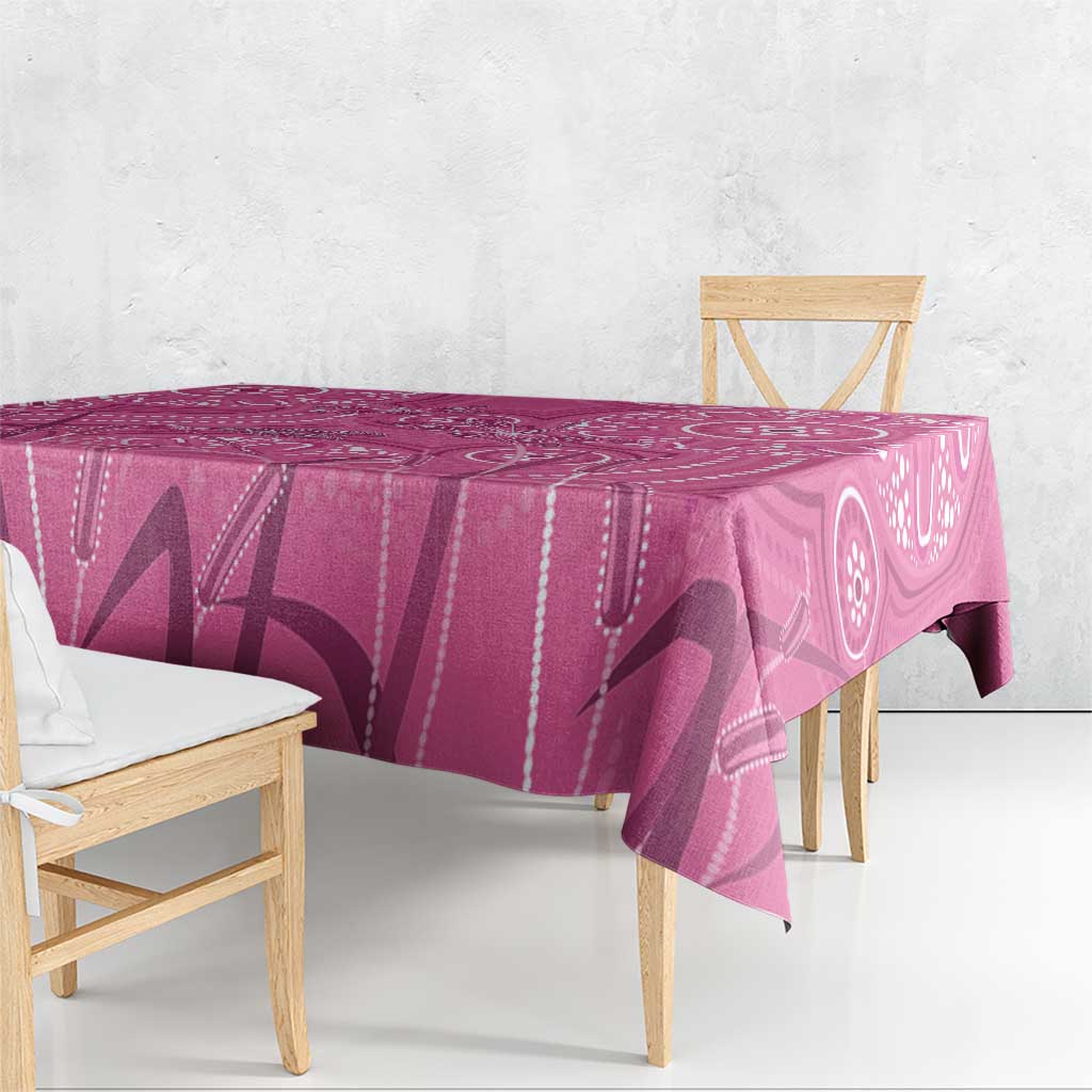 Australia Indigenous Pink Month Tablecloth Breast Cancer Aboriginal Dragonflies Ribbon - Aussie Hoodie