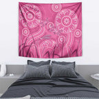 Australia Indigenous Pink Month Tapestry Breast Cancer Aboriginal Dragonflies Ribbon - Aussie Hoodie