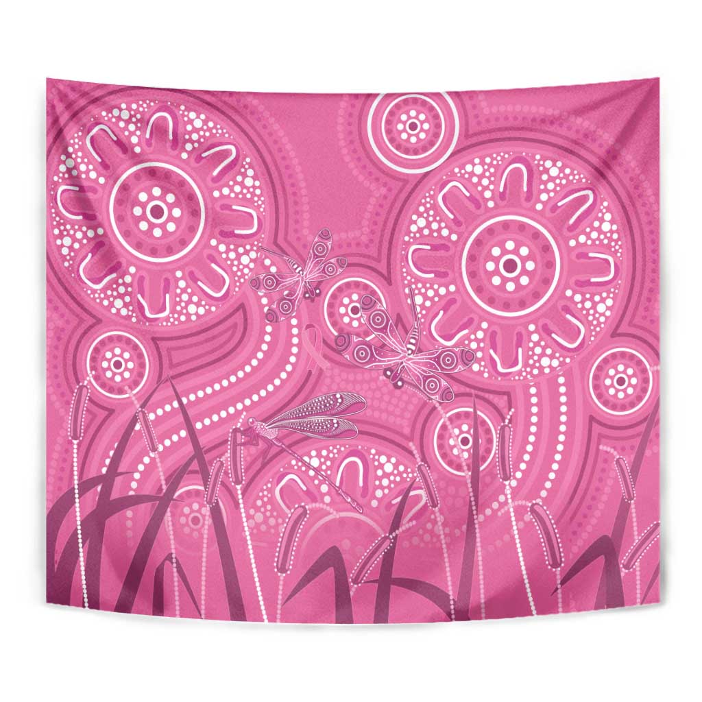 Australia Indigenous Pink Month Tapestry Breast Cancer Aboriginal Dragonflies Ribbon - Aussie Hoodie