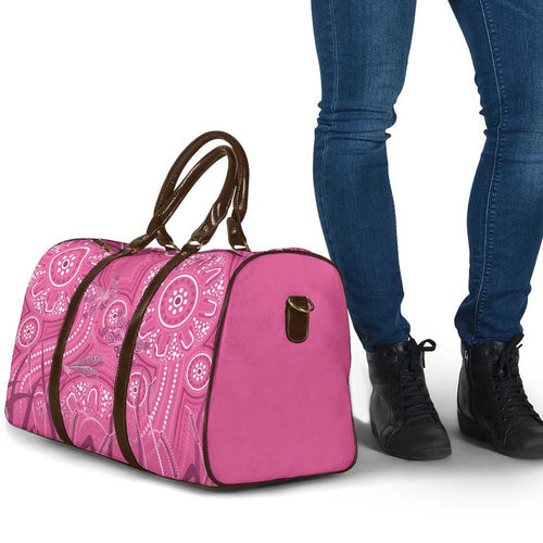 Australia Indigenous Pink Month Travel Bag Breast Cancer Aboriginal Dragonflies Ribbon - Aussie Hoodie